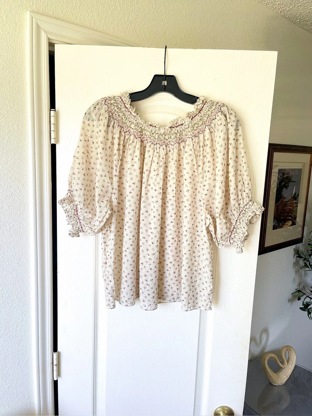 DÔEN Annalise Blouse Parc Monceau Floral Cream Medium EUC
